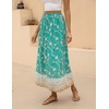 Zeagoo Women’s 2026 Boho Floral Skirt Casual Elastic High Waist Maxi Skirts Flowy A Line Beach Long Skirt with Side Pockets(Green)