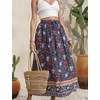 Zeagoo Women’s 2026 Boho Floral Skirt Casual Elastic High Waist Maxi Skirts Flowy A Line Beach Long Skirt with Side Pockets(Multicolor)