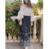 Zeagoo Women’s 2026 Boho Floral Skirt Casual Elastic High Waist Maxi Skirts Flowy A Line Beach Long Skirt with Side Pockets(Navy Blue)