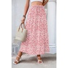 Zeagoo Women’s 2026 Boho Floral Skirt Casual Elastic High Waist Maxi Skirts Flowy A Line Beach Long Skirt with Side Pockets(Orange Pink White)