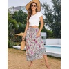 Zeagoo Women’s 2026 Boho Floral Skirt Casual Elastic High Waist Maxi Skirts Flowy A Line Beach Long Skirt with Side Pockets(Purple)