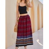 Zeagoo Women’s 2026 Boho Floral Skirt Casual Elastic High Waist Maxi Skirts Flowy A Line Beach Long Skirt with Side Pockets(Red)