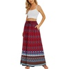 Zeagoo Women’s 2026 Boho Floral Skirt Casual Elastic High Waist Maxi Skirts Flowy A Line Beach Long Skirt with Side Pockets(Red)