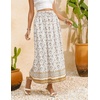 Zeagoo Women’s 2026 Boho Floral Skirt Casual Elastic High Waist Maxi Skirts Flowy A Line Beach Long Skirt with Side Pockets(White)