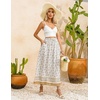 Zeagoo Women’s 2026 Boho Floral Skirt Casual Elastic High Waist Maxi Skirts Flowy A Line Beach Long Skirt with Side Pockets(White)