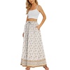 Zeagoo Women’s 2026 Boho Floral Skirt Casual Elastic High Waist Maxi Skirts Flowy A Line Beach Long Skirt with Side Pockets(White)