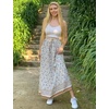 Zeagoo Women’s 2026 Boho Floral Skirt Casual Elastic High Waist Maxi Skirts Flowy A Line Beach Long Skirt with Side Pockets(White)