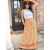 Zeagoo Women’s 2026 Boho Floral Skirt Casual Elastic High Waist Maxi Skirts Flowy A Line Beach Long Skirt with Side Pockets(Yellow Floral)