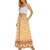 Zeagoo Women’s 2026 Boho Floral Skirt Casual Elastic High Waist Maxi Skirts Flowy A Line Beach Long Skirt with Side Pockets(Yellow Floral)