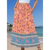 Zeagoo Women’s 2026 Boho Floral Skirt Casual Elastic High Waist Maxi Skirts Flowy A Line Beach Long Skirt with Side Pockets(Yellow-green)