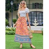 Zeagoo Women’s 2026 Boho Floral Skirt Casual Elastic High Waist Maxi Skirts Flowy A Line Beach Long Skirt with Side Pockets(Yellow-green)