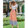 Zeagoo Women’s 2026 Boho Floral Skirt Casual Elastic High Waist Maxi Skirts Flowy A Line Beach Long Skirt with Side Pockets(Yellow-green)