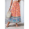 Zeagoo Women’s 2026 Boho Floral Skirt Casual Elastic High Waist Maxi Skirts Flowy A Line Beach Long Skirt with Side Pockets(Yellow-green)