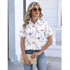 Zeagoo Womens Button Down Blouse Rolled Cuffed Short Sleeve Shirts Casual Work Blouse Summer Hawaiian Outfits(Bf112)