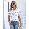 Zeagoo Womens Button Down Blouse Rolled Cuffed Short Sleeve Shirts Casual Work Blouse Summer Hawaiian Outfits(Bf112)