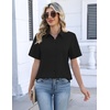 Zeagoo Womens Button Down Blouse Rolled Cuffed Short Sleeve Shirts Casual Work Blouse Summer Hawaiian Outfits(Black)