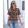 Zeagoo Womens Button Down Blouse Rolled Cuffed Short Sleeve Shirts Casual Work Blouse Summer Hawaiian Outfits(Jh308)