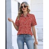 Zeagoo Womens Button Down Blouse Rolled Cuffed Short Sleeve Shirts Casual Work Blouse Summer Hawaiian Outfits(Jh590)