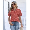 Zeagoo Womens Button Down Blouse Rolled Cuffed Short Sleeve Shirts Casual Work Blouse Summer Hawaiian Outfits(Jh590)