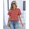 Zeagoo Womens Button Down Blouse Rolled Cuffed Short Sleeve Shirts Casual Work Blouse Summer Hawaiian Outfits(Jh590)