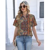 Zeagoo Womens Button Down Blouse Rolled Cuffed Short Sleeve Shirts Casual Work Blouse Summer Hawaiian Outfits(Mz721)