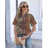 Zeagoo Womens Button Down Blouse Rolled Cuffed Short Sleeve Shirts Casual Work Blouse Summer Hawaiian Outfits(Mz721)