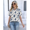 Zeagoo Womens Button Down Blouse Rolled Cuffed Short Sleeve Shirts Casual Work Blouse Summer Hawaiian Outfits(Sf198)