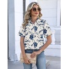 Zeagoo Womens Button Down Blouse Rolled Cuffed Short Sleeve Shirts Casual Work Blouse Summer Hawaiian Outfits(Sf198)