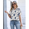 Zeagoo Womens Button Down Blouse Rolled Cuffed Short Sleeve Shirts Casual Work Blouse Summer Hawaiian Outfits(Sf198)