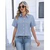 Zeagoo Womens Button Down Blouse Rolled Cuffed Short Sleeve Shirts Casual Work Blouse Summer Hawaiian Outfits(Tz273)