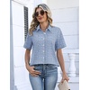 Zeagoo Womens Button Down Blouse Rolled Cuffed Short Sleeve Shirts Casual Work Blouse Summer Hawaiian Outfits(Tz273)