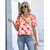 Zeagoo Womens Button Down Blouse Rolled Cuffed Short Sleeve Shirts Casual Work Blouse Summer Hawaiian Outfits(Wf97)