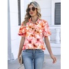 Zeagoo Womens Button Down Blouse Rolled Cuffed Short Sleeve Shirts Casual Work Blouse Summer Hawaiian Outfits(Wf97)