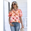 Zeagoo Womens Button Down Blouse Rolled Cuffed Short Sleeve Shirts Casual Work Blouse Summer Hawaiian Outfits(Wf97)