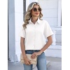 Zeagoo Womens Button Down Blouse Rolled Cuffed Short Sleeve Shirts Casual Work Blouse Summer Hawaiian Outfits(White)