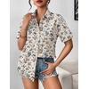 Zeagoo Womens Button Down Blouse Rolled Cuffed Short Sleeve Shirts Casual Work Blouse Summer Hawaiian Outfits(Xh216)