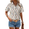 Zeagoo Womens Button Down Blouse Rolled Cuffed Short Sleeve Shirts Casual Work Blouse Summer Hawaiian Outfits(Xh216)