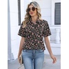 Zeagoo Womens Button Down Blouse Rolled Cuffed Short Sleeve Shirts Casual Work Blouse Summer Hawaiian Outfits(Xh532)