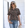 Zeagoo Womens Button Down Blouse Rolled Cuffed Short Sleeve Shirts Casual Work Blouse Summer Hawaiian Outfits(Xh532)