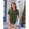 Zeagoo Womens Button Down Shirt Bust Pocket Short Sleeve Blouses Summer Top(Army)