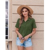 Zeagoo Womens Button Down Shirt Bust Pocket Short Sleeve Blouses Summer Top(Army)
