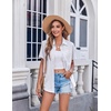 Zeagoo Womens Button Down Shirt Bust Pocket Short Sleeve Blouses Summer Top(A-white)