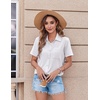 Zeagoo Womens Button Down Shirt Bust Pocket Short Sleeve Blouses Summer Top(A-white)