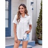 Zeagoo Womens Button Down Shirt Bust Pocket Short Sleeve Blouses Summer Top(A-white)