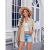 Zeagoo Womens Button Down Shirt Bust Pocket Short Sleeve Blouses Summer Top(Beige)