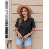 Zeagoo Womens Button Down Shirt Bust Pocket Short Sleeve Blouses Summer Top(Black)