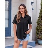 Zeagoo Womens Button Down Shirt Bust Pocket Short Sleeve Blouses Summer Top(Black)