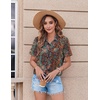 Zeagoo Womens Button Down Shirt Bust Pocket Short Sleeve Blouses Summer Top(Boho Multicolor 721)