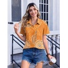 Zeagoo Womens Button Down Shirt Bust Pocket Short Sleeve Blouses Summer Top(Boho Orange 294)