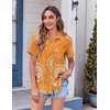 Zeagoo Womens Button Down Shirt Bust Pocket Short Sleeve Blouses Summer Top(Boho Orange 294)
